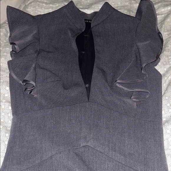 Black Halo Charcoal Ruffle Mini Dress - 0 - Picture 2 of 5